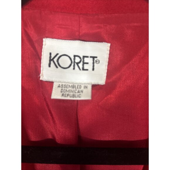 Vintage Koret Red Wool Blazer Womens 16 Lined Jacket Made in Korea Classic Retro - Picture 2 of 11